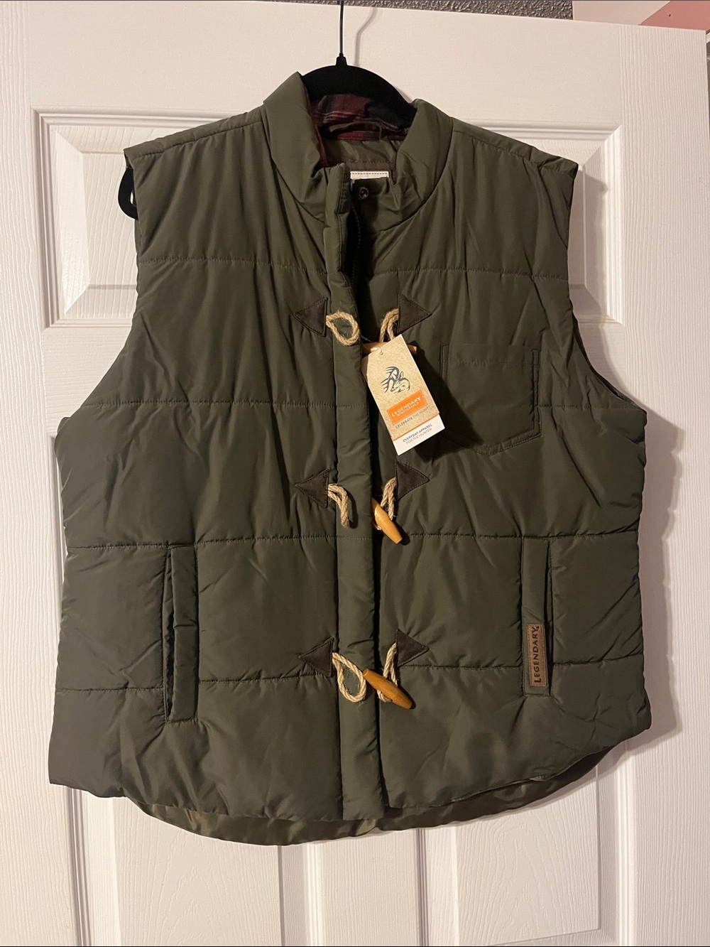 Legendary Whitetails Olive Green Quilted Toggle Vest